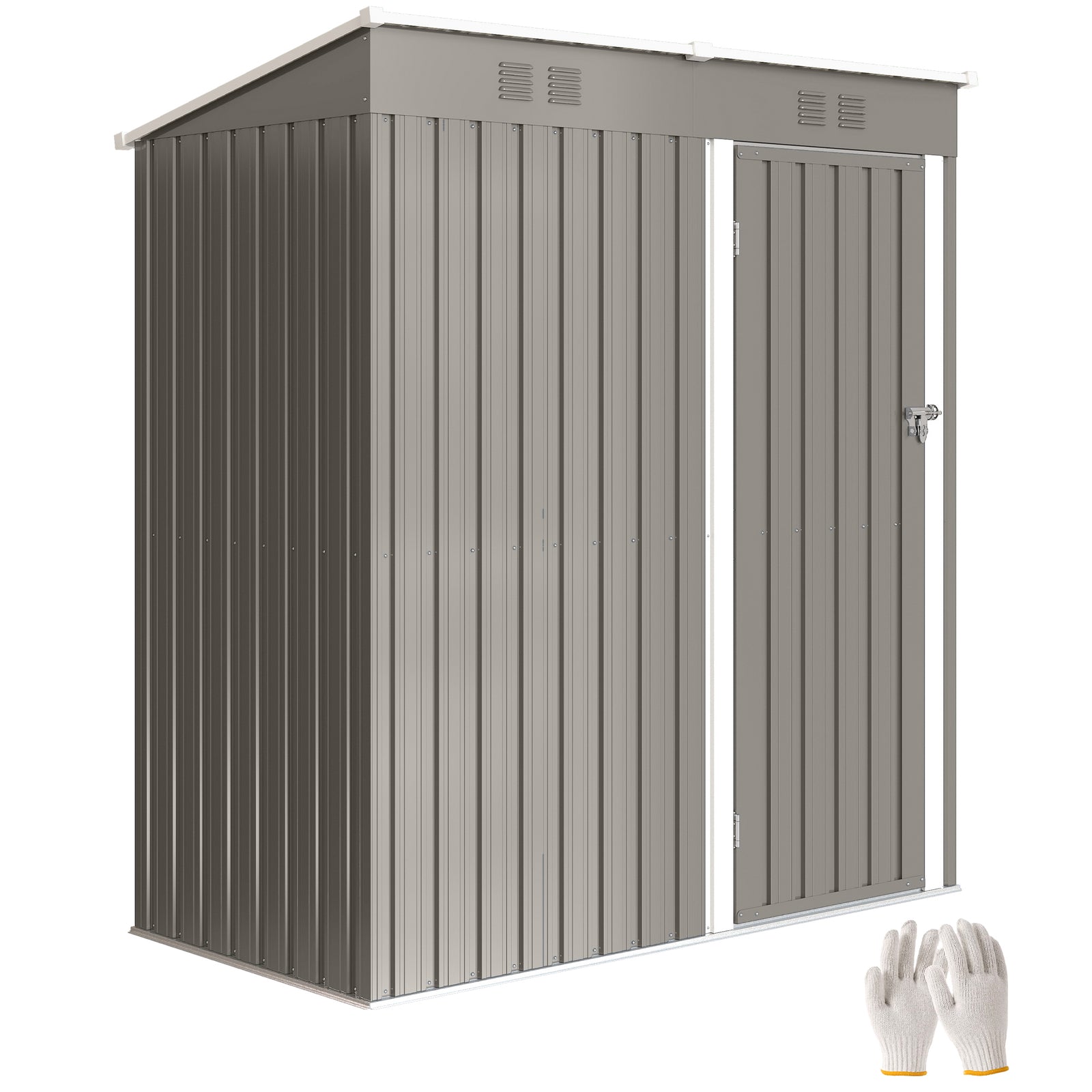 5 X 3 Ft Lean-to Garden Shed, Outdoor Storage Shed | Light Grey