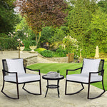 3-piece Rocking Bistro Set, Rattan Wicker, Brown