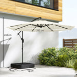 3 M Garden Cantilever Parasol With Sandbag, 360 Degree Rotation | Cream