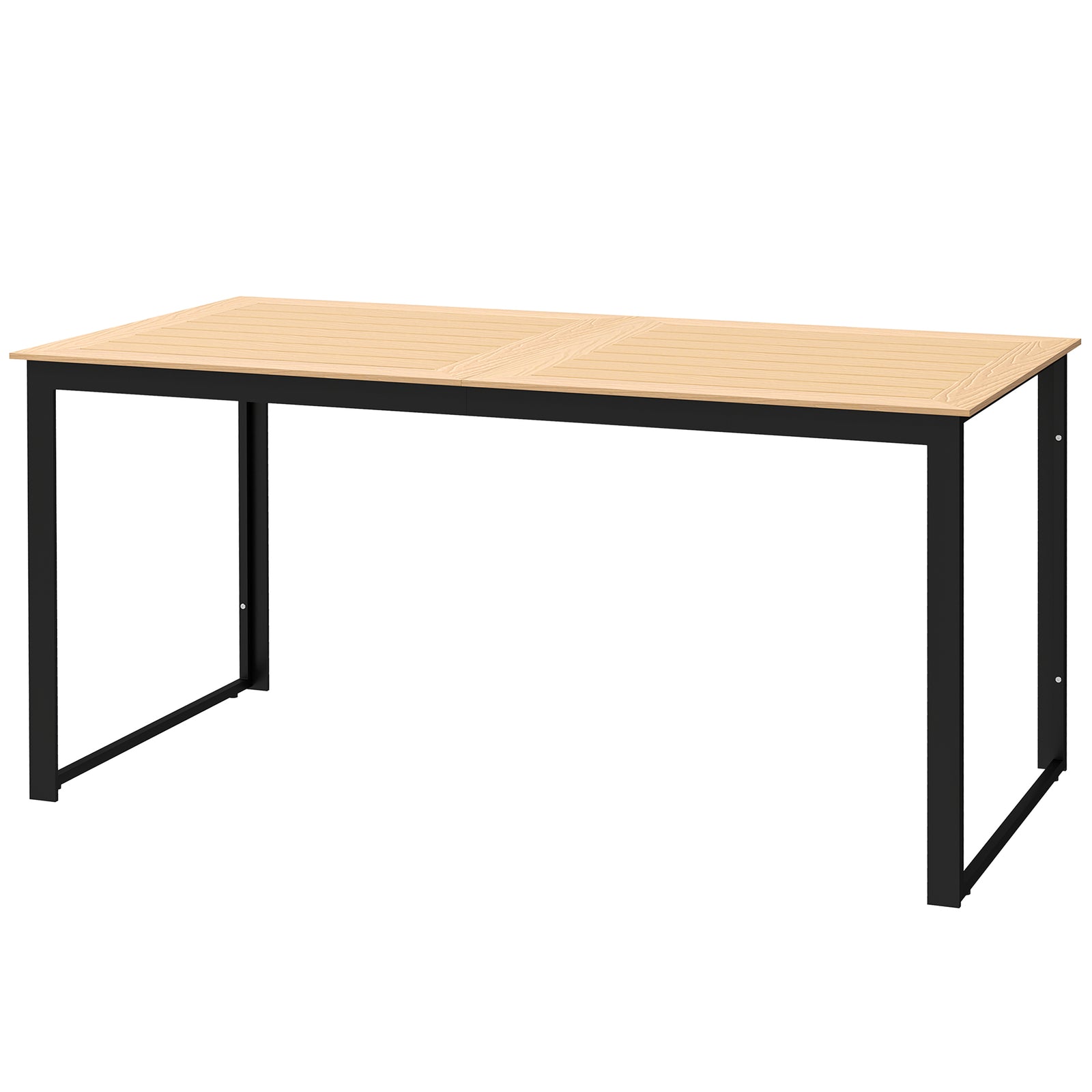 Garden Table For 6 People W/ Slatted Table Top, Metal