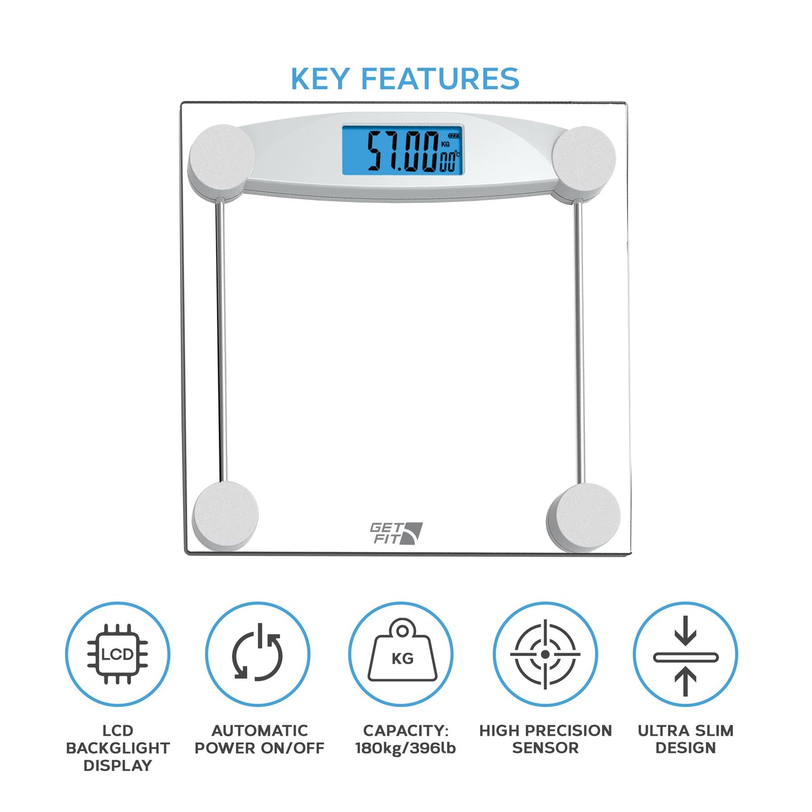 Digital Weighing Bathroom Scale Lcd Display, Automatic On/off | Transparent