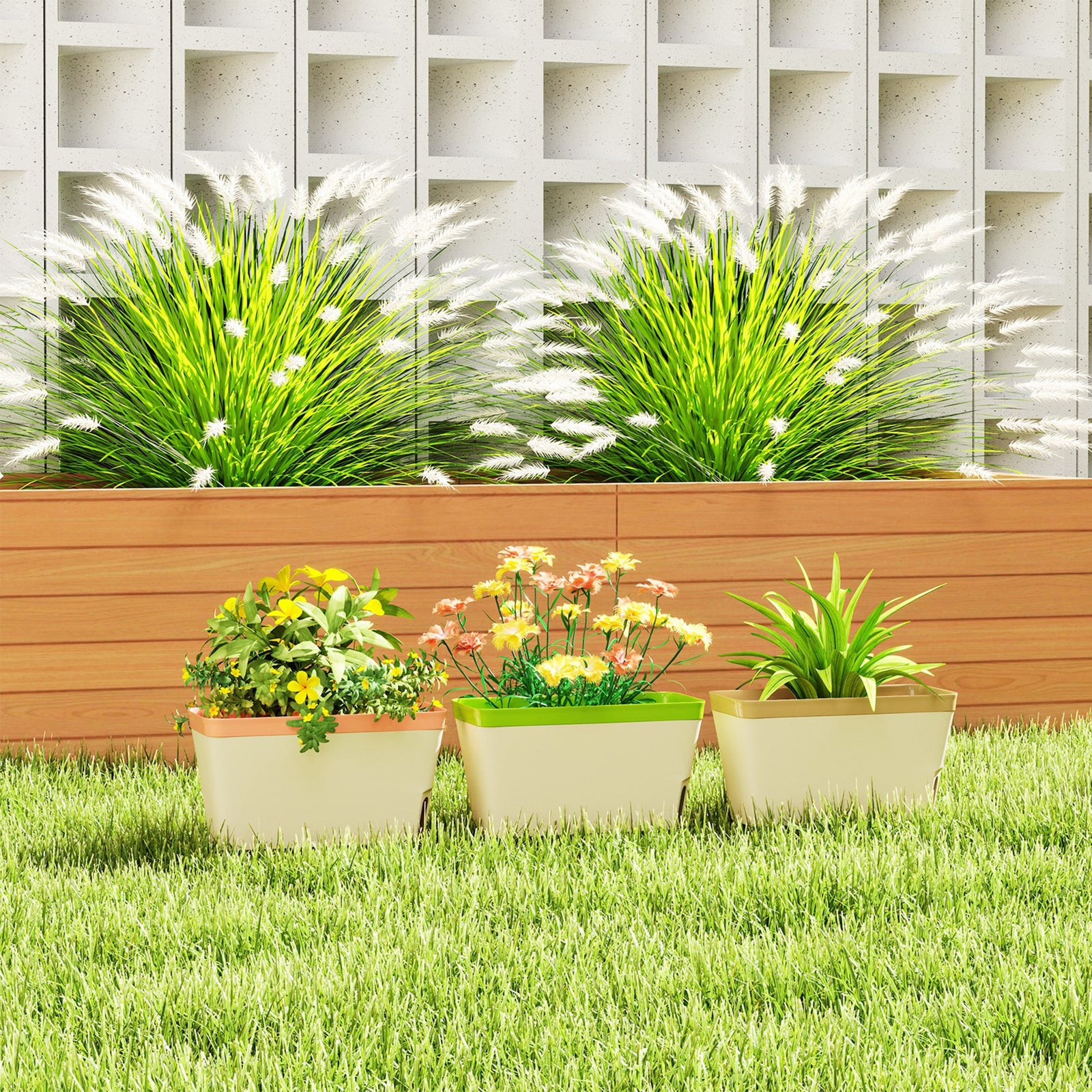 3 Pcs Self Watering Plant Pots W/ Visual Water Level Window