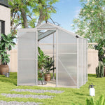 Polycarbonate Greenhouse– Aluminum Frame Walk-in Greenhouse With Sliding Door & Ventilation Window For Plants & Flowers, White, 6 x 6ft