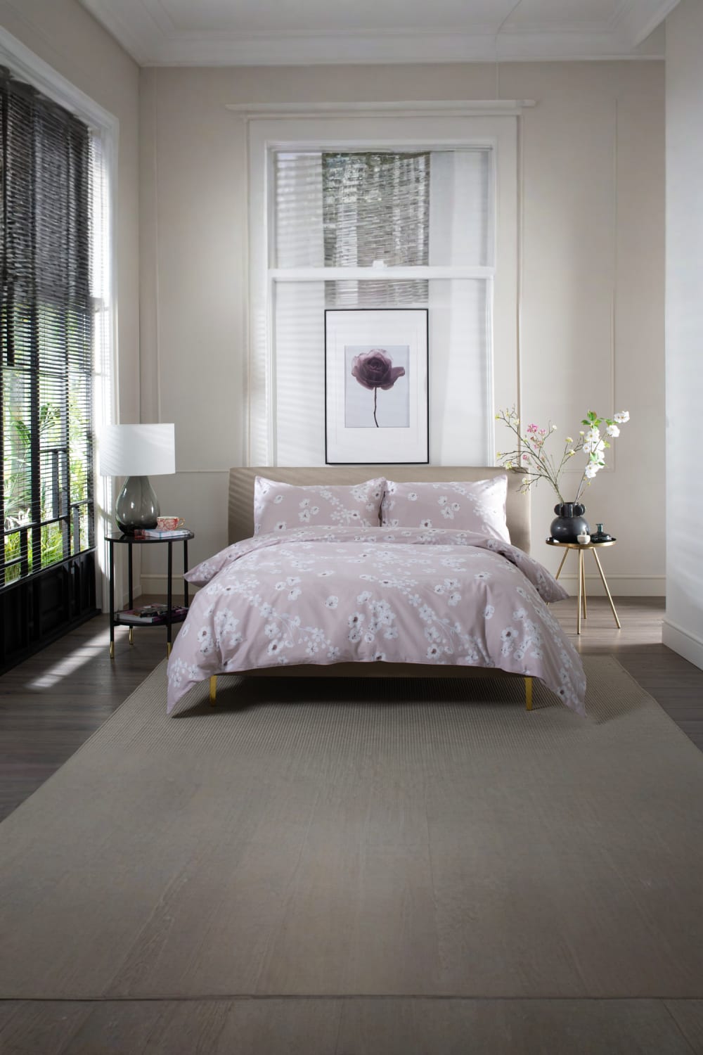Petite Fleure 100% Cotton Duvet Cover Set – Floral Blossom Print Bedding With Piped Edges | Single | Pink