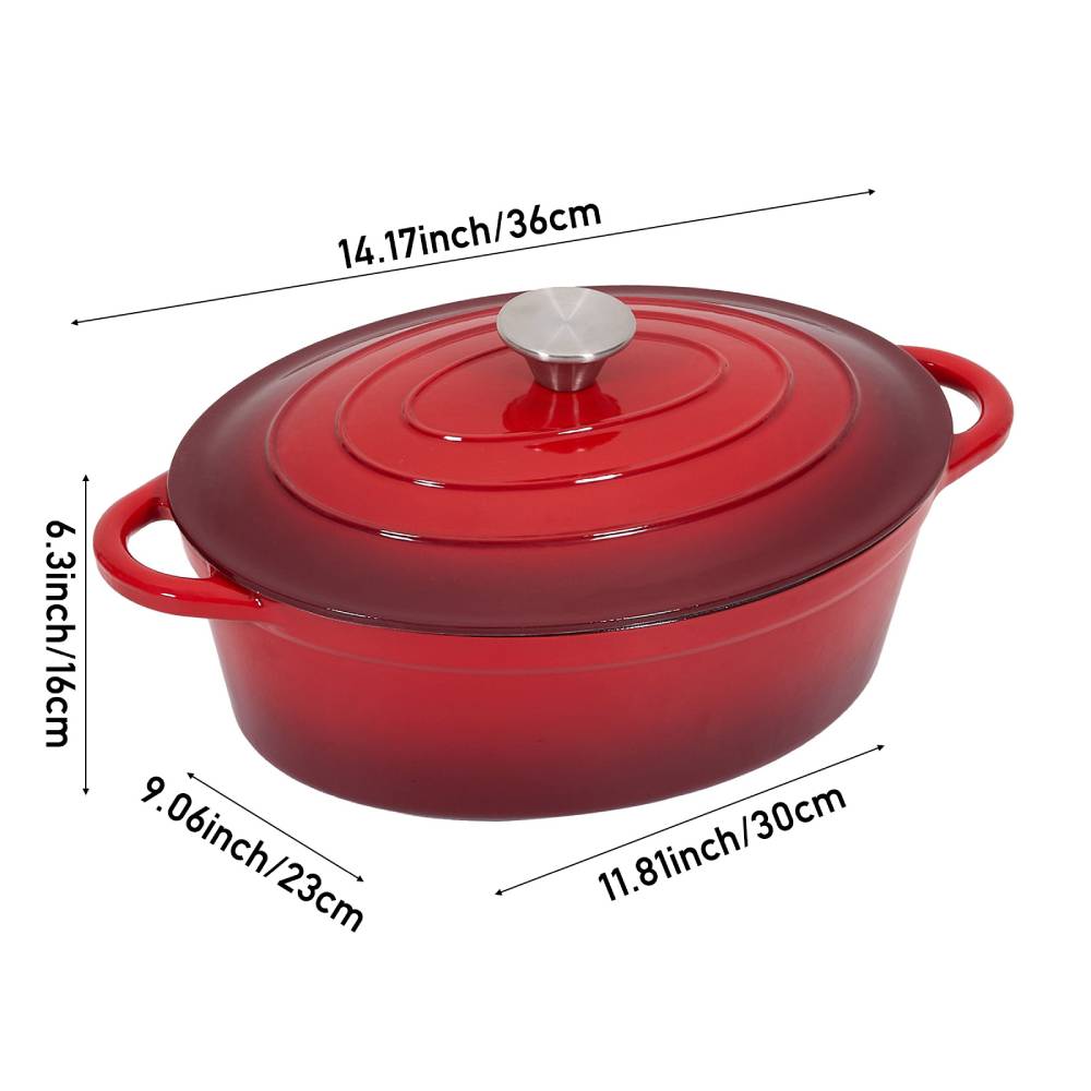 4.6l Enamelled Cast Iron Dutch Oven Pot For Bread Baking | Red