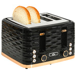 Toaster With 4 Slot, 7 Browning Levels, 1600w, Ripple | One Size | Black