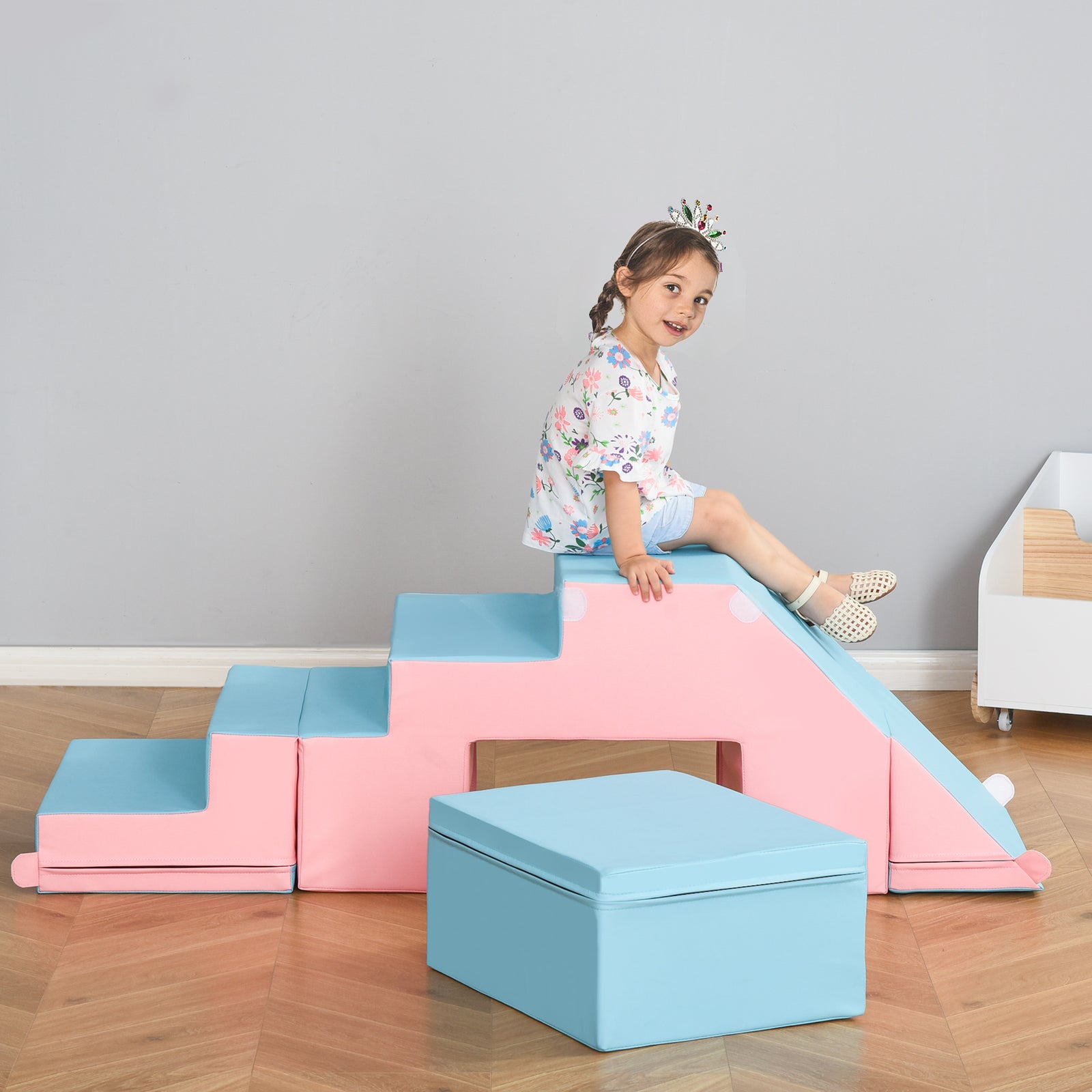 2-piece Soft Play Set, Baby Foam Climber Block For Toddler | Pink