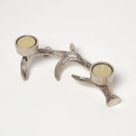 HOMESCAPES Silver Antler Dual Tea Light Holder