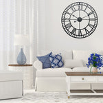 Large Decorative Metal Roman Numeral Skeleton Wall Clock