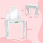 Kids Dressing Table Set Kids Vanity Set W/ Drawer, Mirror | White