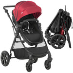 2 In 1 Pushchair Stroller W/ Reversible Seat Single Hand Foldable | Red