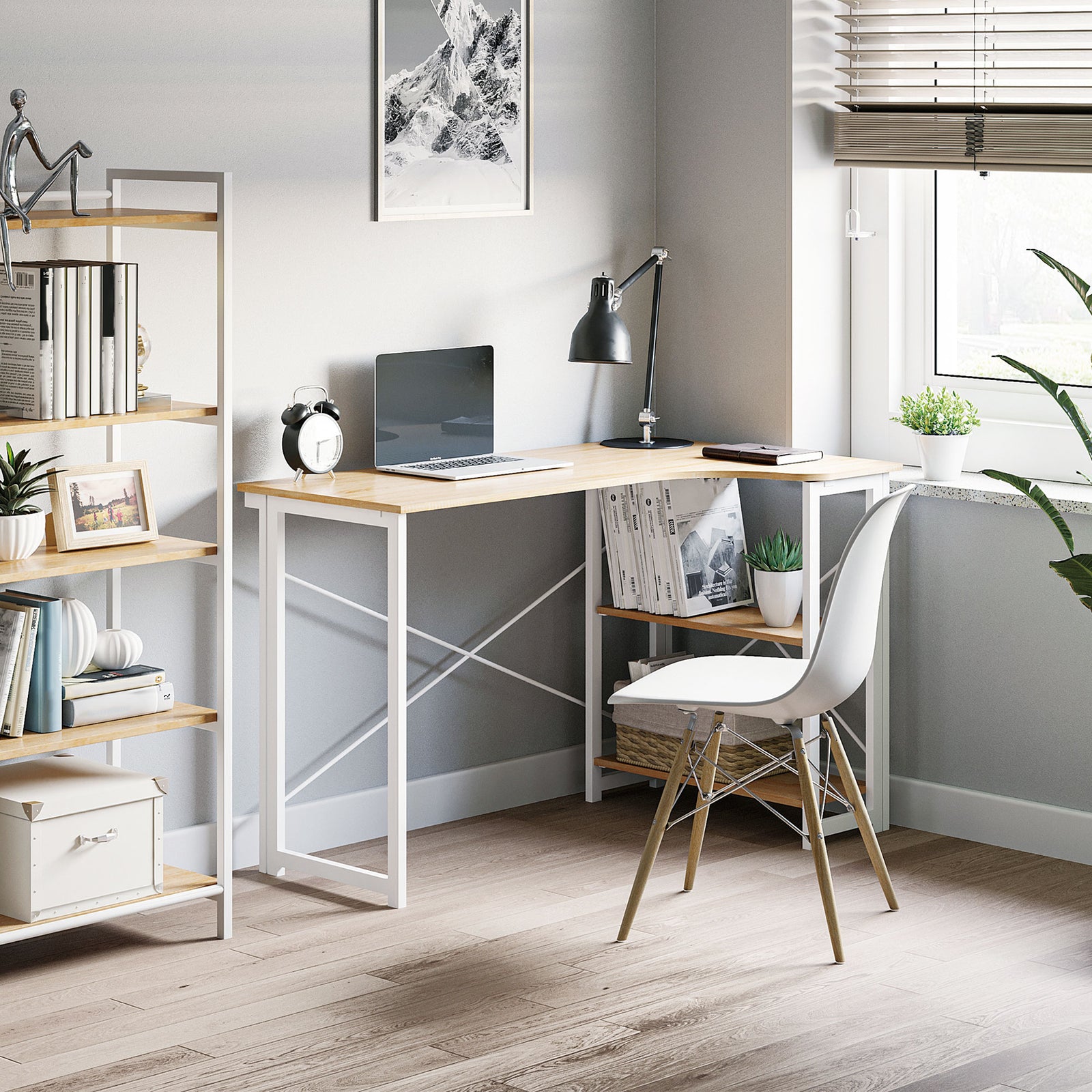 Folding Corner Desk With Shelves, Home Office