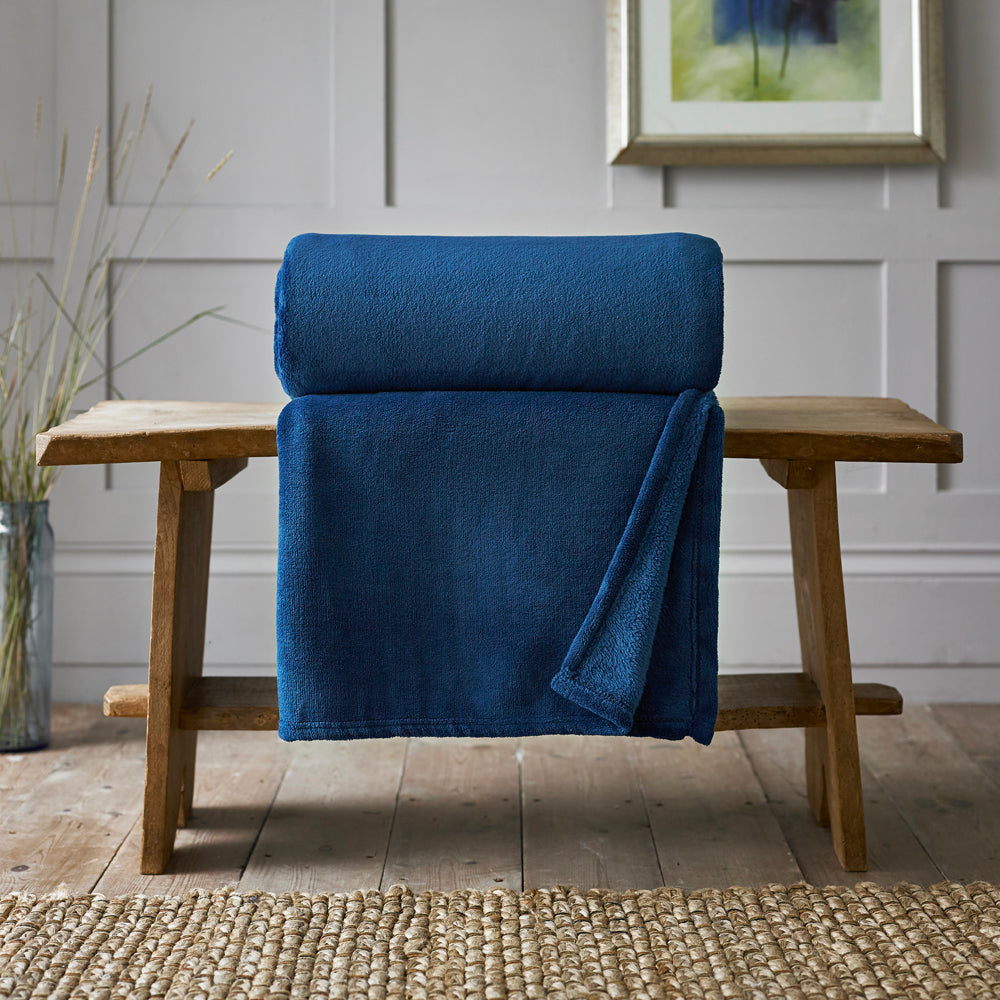 Snuggle Touch Microfibre Supersoft Fleece Throw | 140cm x 180cm | Navy Blue