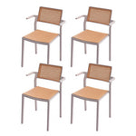 Set Of 4 Pseudo-rattan Pp Dining Chair With Armrest | Grey