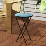 Mosaic Garden Table, 35.5cm Folding Coffee Table | Blue