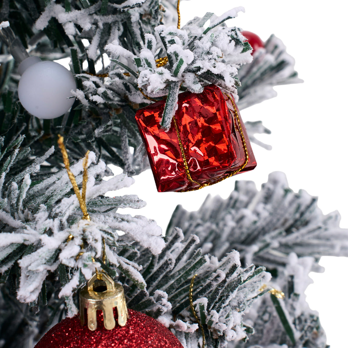 24in Pre-lit Snow-flocked Artificial Mini Artificial Christmas Tree, Merry Christmas