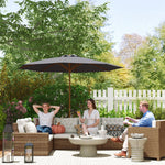 Wooden Garden Parasol With Rope Pulley Mechanism | Dark Grey