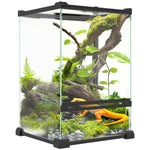 Glass Reptile Terrarium, Vivarium For Lizards, Frogs, Snakes, Turtles | Black