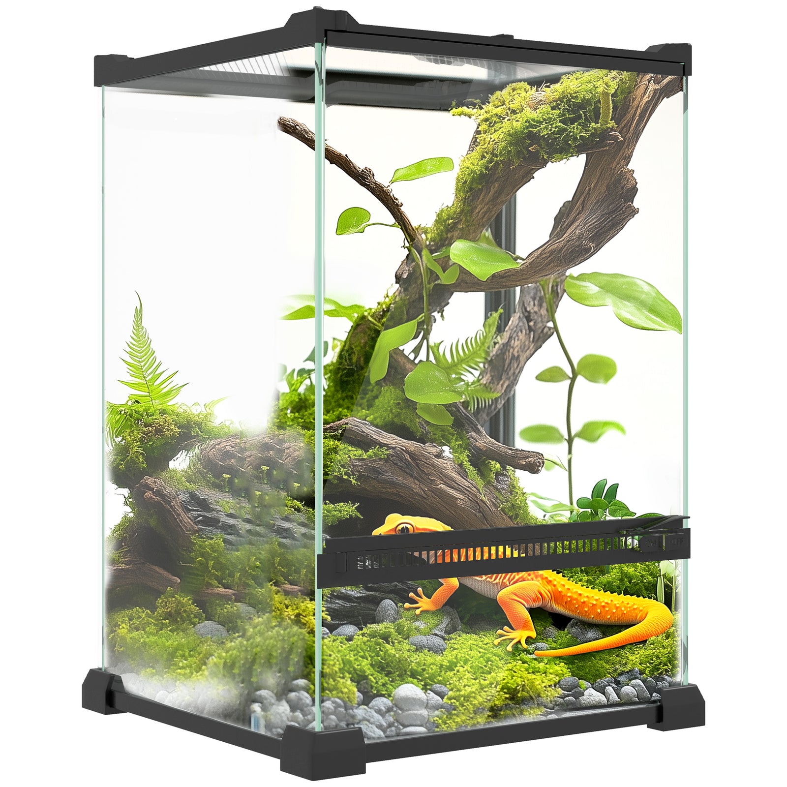 Glass Reptile Terrarium, Vivarium For Lizards, Frogs, Snakes, Turtles | Black