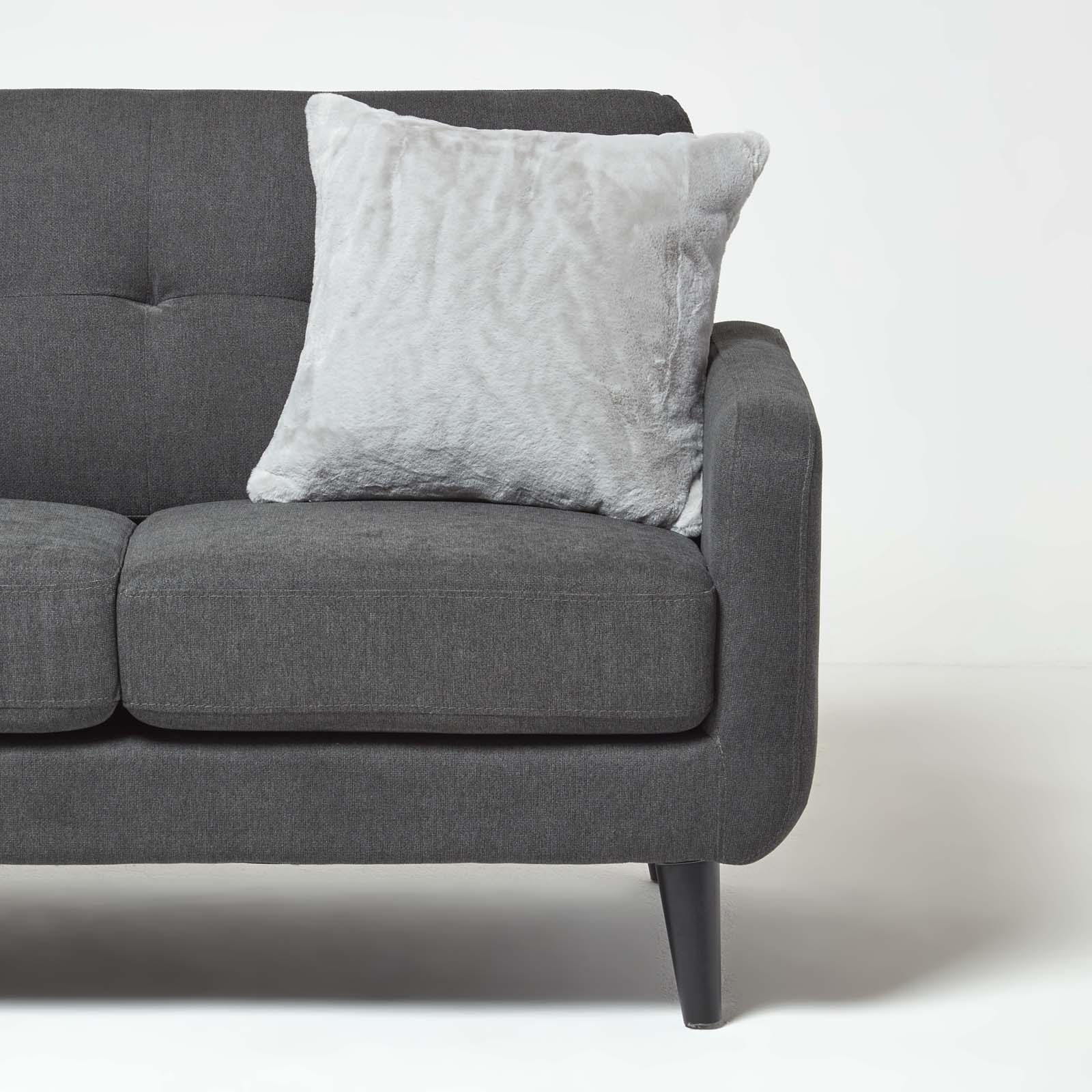 Soft Touch Faux Fur Filled Cushion | 45cm x 45cm | Grey