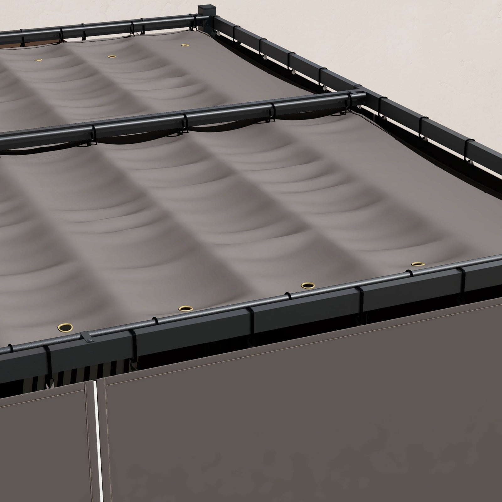 3 X 3(m) Pergola With Retractable Roof And Curtains | Light Slate Gray