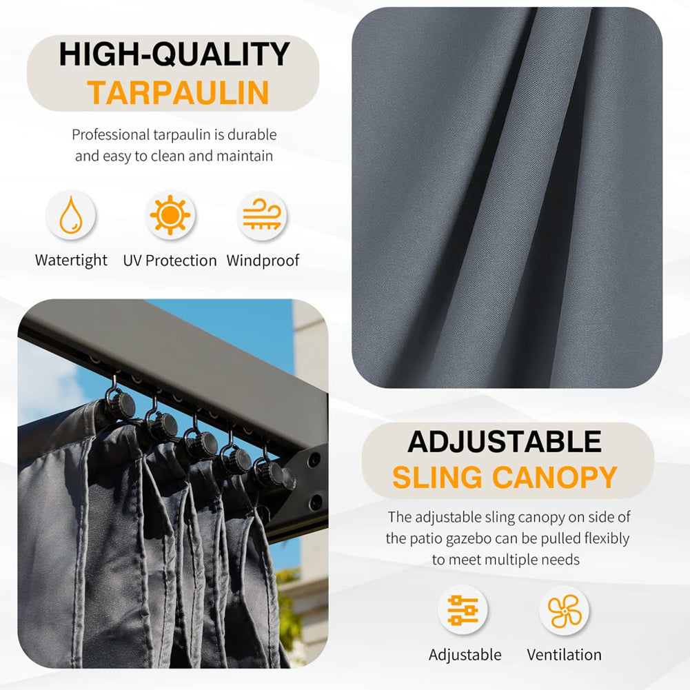 3x3m Aluminum Pergola with Retractable Roof – Waterproof Metal Patio Canopy for Deck & Outdoor Living