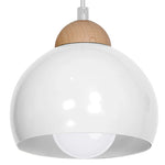 Dama White Pendant Light 3xe27 Hand Made Scandi Style Hanging Ceiling Lamp Enhanced By Natural Wood Detail