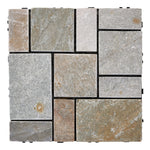 6pcs Interlocking Natural Stone Deck Tiles, 30x30cm Square Outdoor Patio Flooring, Durable Garden Pathway & Poolside Tiles | Stone