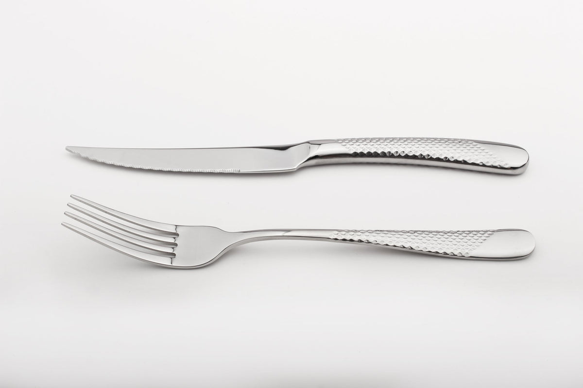 Steak Cutlery Set Knife Fork Stainless Steel 18/8 Catering Palace | Set of 12 | Silver