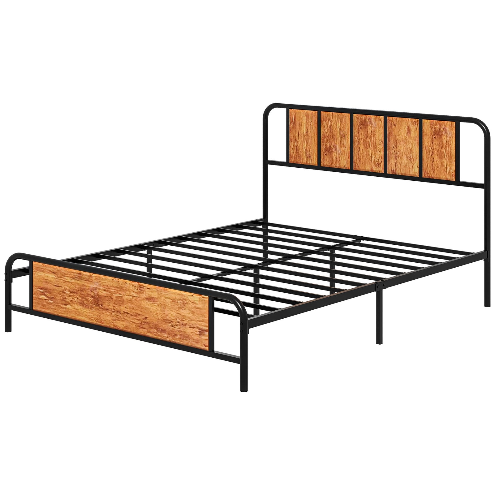 Double/king Bed Frame Steel Bed Base With Headboard Brown | King | Brown