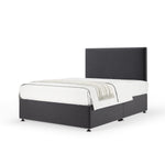 Plush Velvet Divan Base And Plain Headboard | King | Graphite