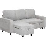 Pull Out Sofa Bed L Shape Corner Sofa W/ Reversible Chaise | Dove Gray