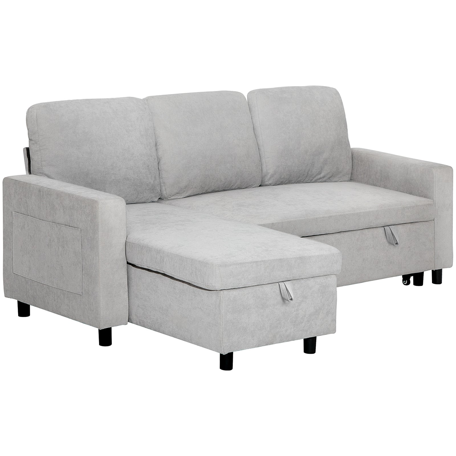 Pull Out Sofa Bed L Shape Corner Sofa W/ Reversible Chaise | Dove Gray