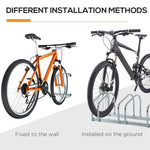 HOMCOM Bike Rack Floor Stand 5 Racks Silver