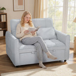 2 Seater Sofa Bed, 3-in-1 Sleeper Sofa With Adjustable Backrest | Light Grey