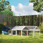 Wooden Chicken Run With Nesting Box, Openable Roof, For 4-8 Chickens | White