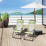 Garden Chairs Set Of 2 Folding Camping Chair Recliners | Green