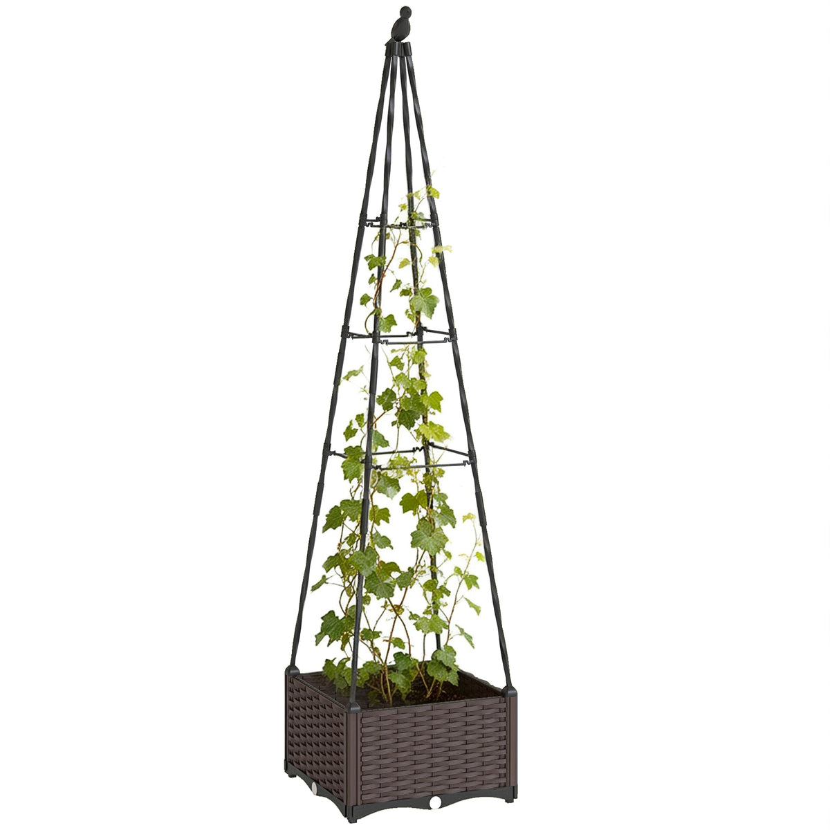 Outsunny Raised Garden Bed Planter Box With Trellis And Self Watering