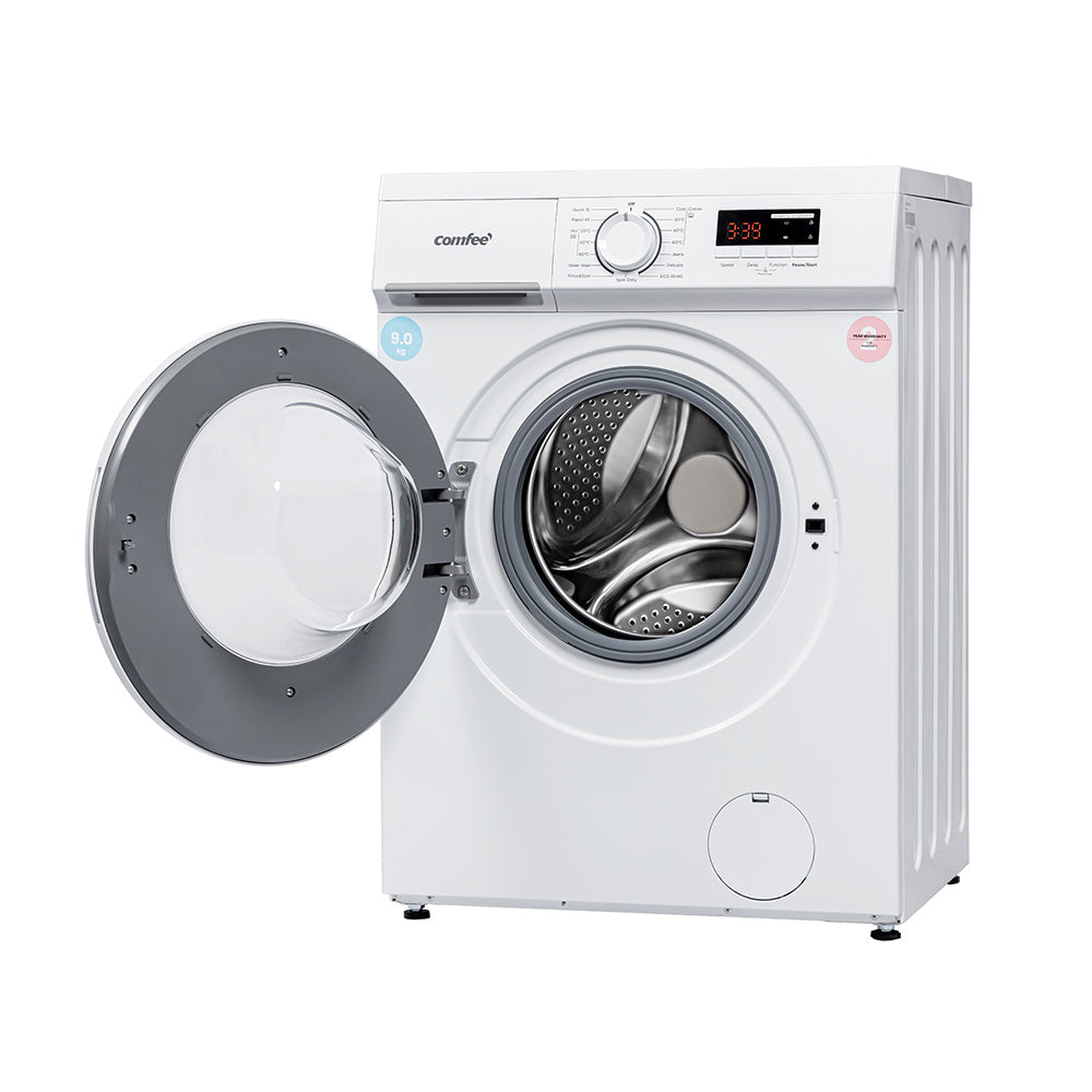 9kg Front Load Washing Machine – Slim Design With 15 Wash Programs, Quick & Steam Wash, Child Lock, Led Display, And Inverter Motor