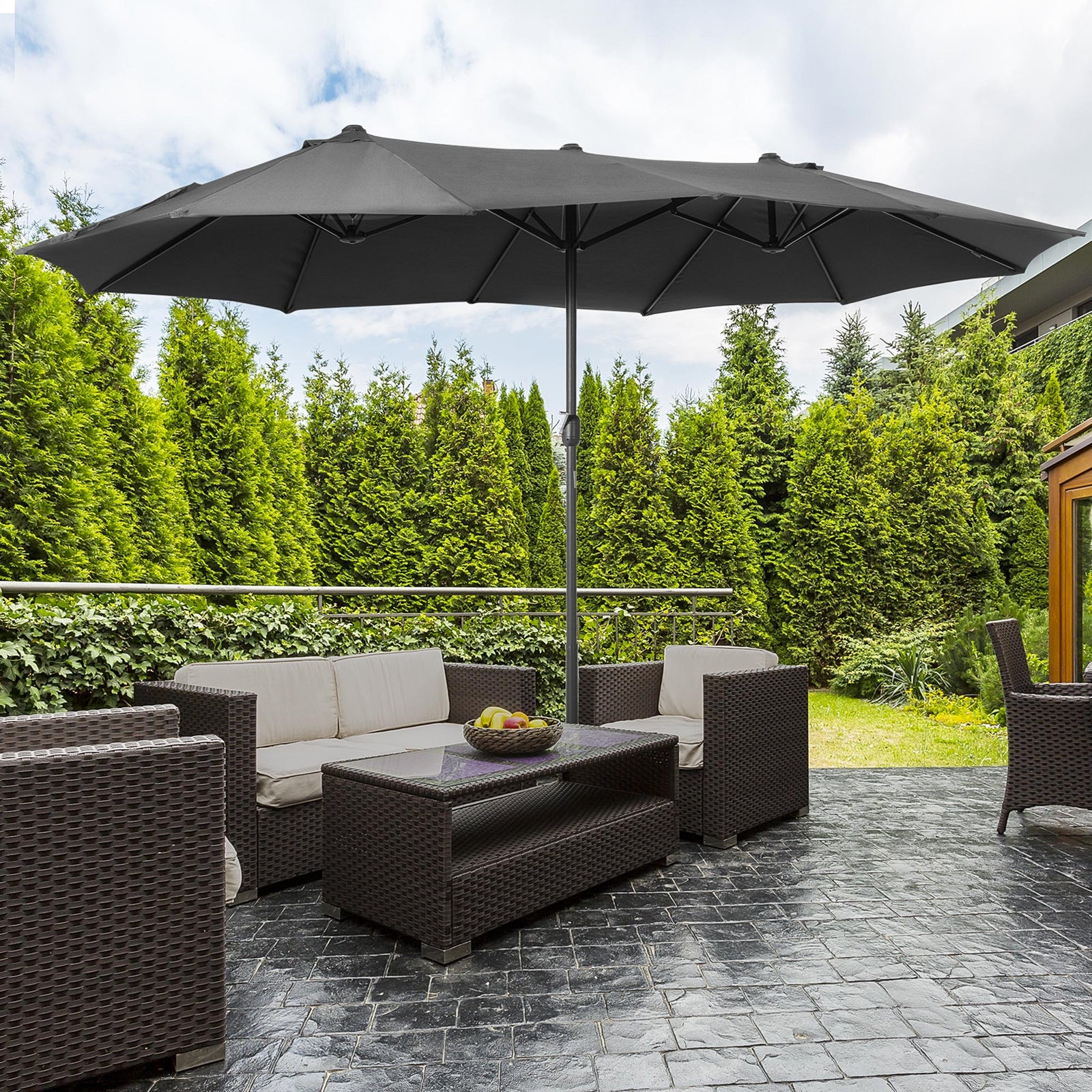 4.6m Double-sided Sun Umbrella W/ Base