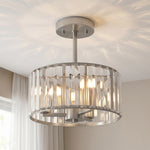 Semi Flush Mount Modern Crystal Chandelier Ceiling Light | Silver