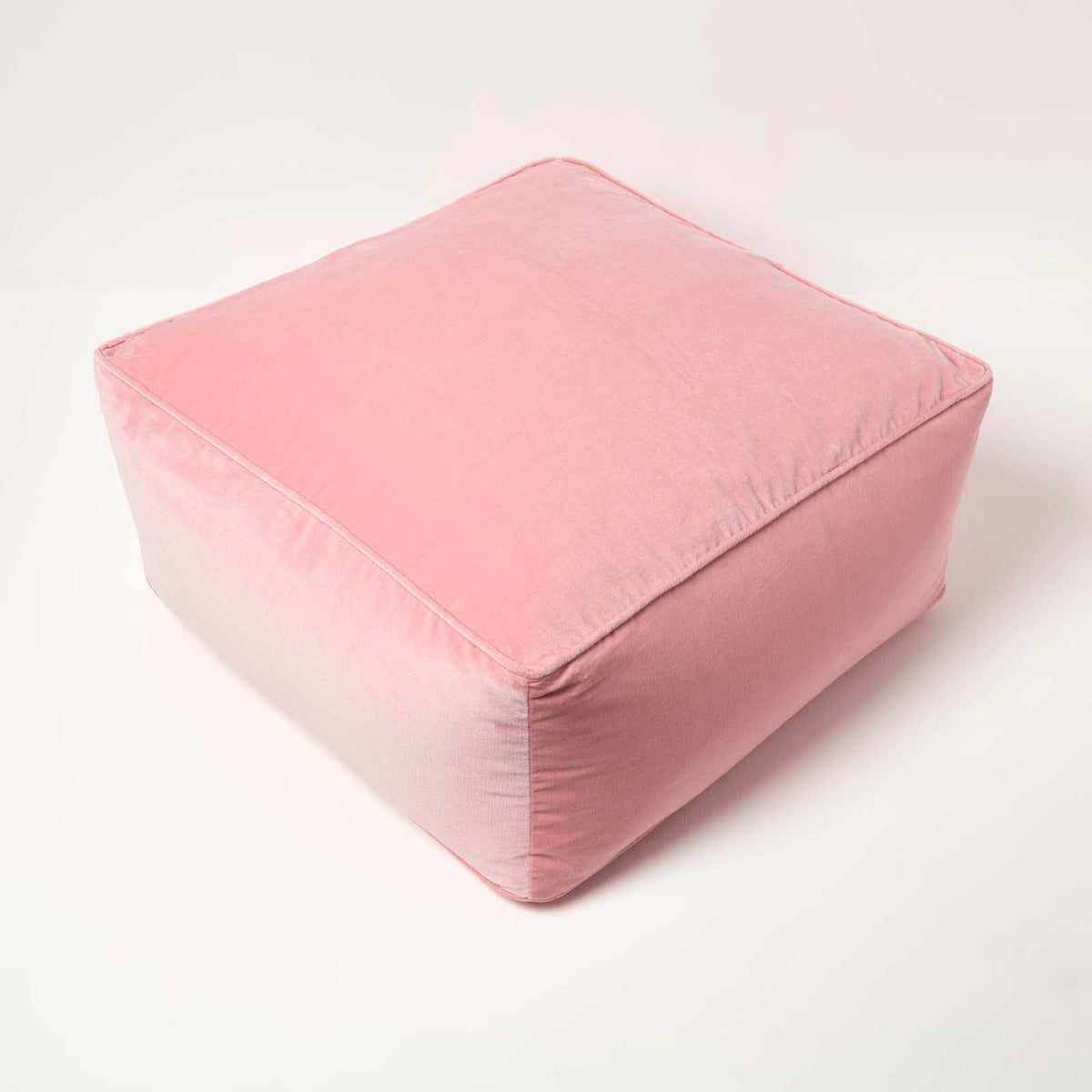 Velvet Pouffe Bean Cube | 60cm x 60cm | Pink