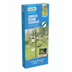 Complete Feeding Station Kit — 5-hook Metal Pole With Bath, Tray & Feeders | Black