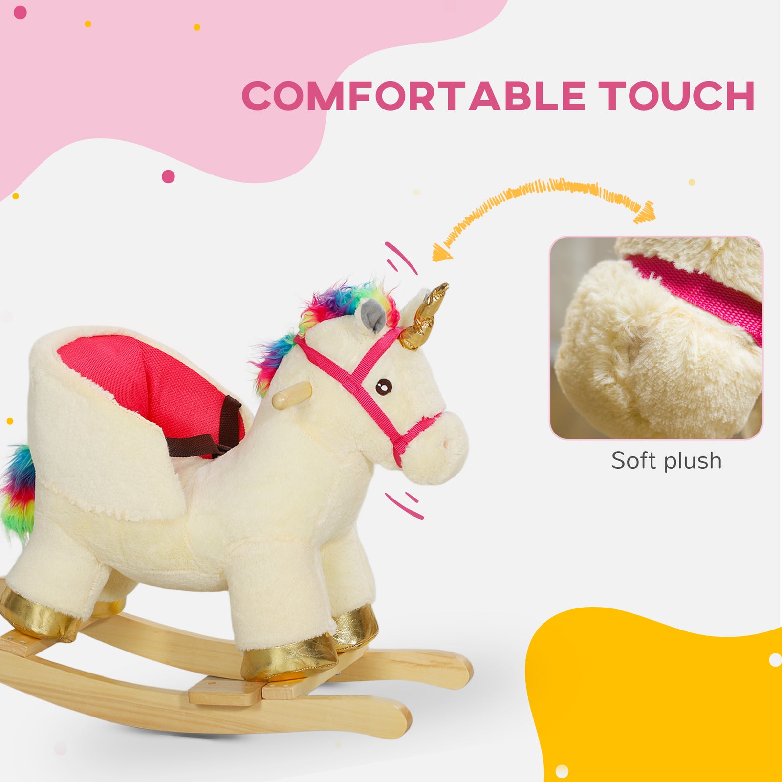 Rocking Horse Ride On Unicorn With Realistic Sound For 18-36 Months