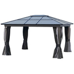 Hardtop Gazebo Canopy With Mosquito Netting And Curtains | Extra Large | Black
