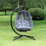 Folding Textelin Swing Hammock Egg With Side Pocket, Cushion | Gray