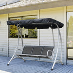 3 Seat Metal Fabric Backyard Balcony Patio Swing Chair | Black