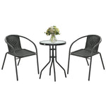 3 Pieces Garden Furniture Set With 2 Stackable Chairs, Black