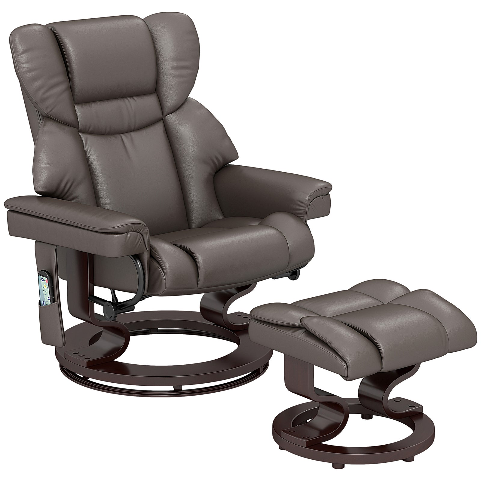 Massage Recliner Chair With Footstool Adjustable Backrest | One Size | Brown