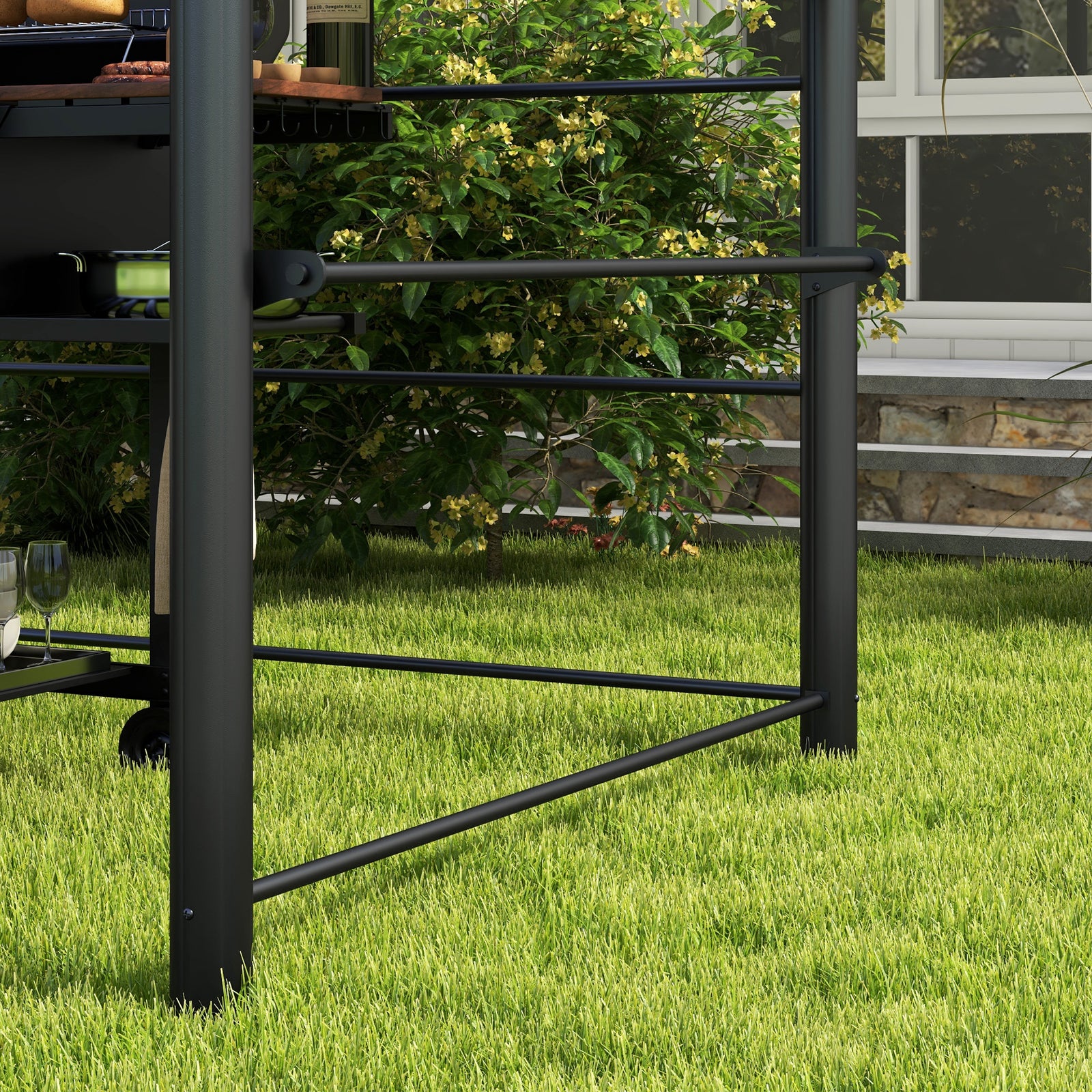 Outdoor Grill Bbq Gazebo 2 Shelves And Poles Hanging Tools